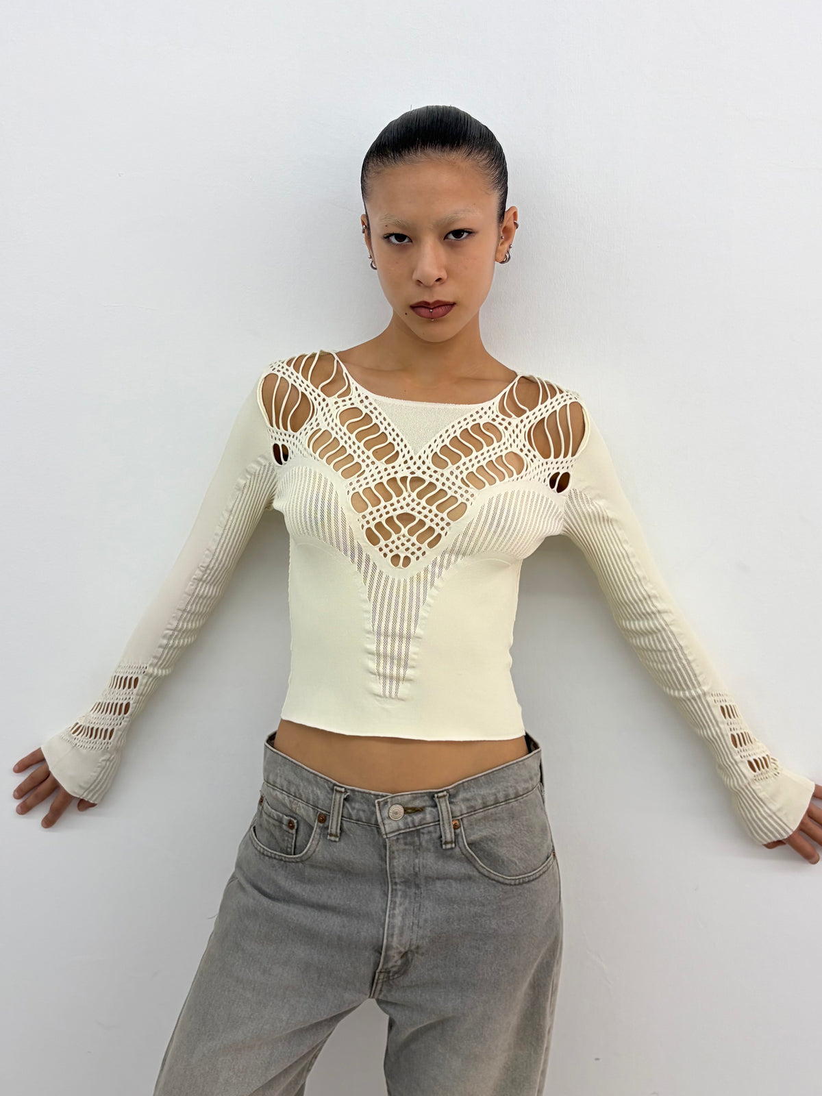 Cream Cutout Top