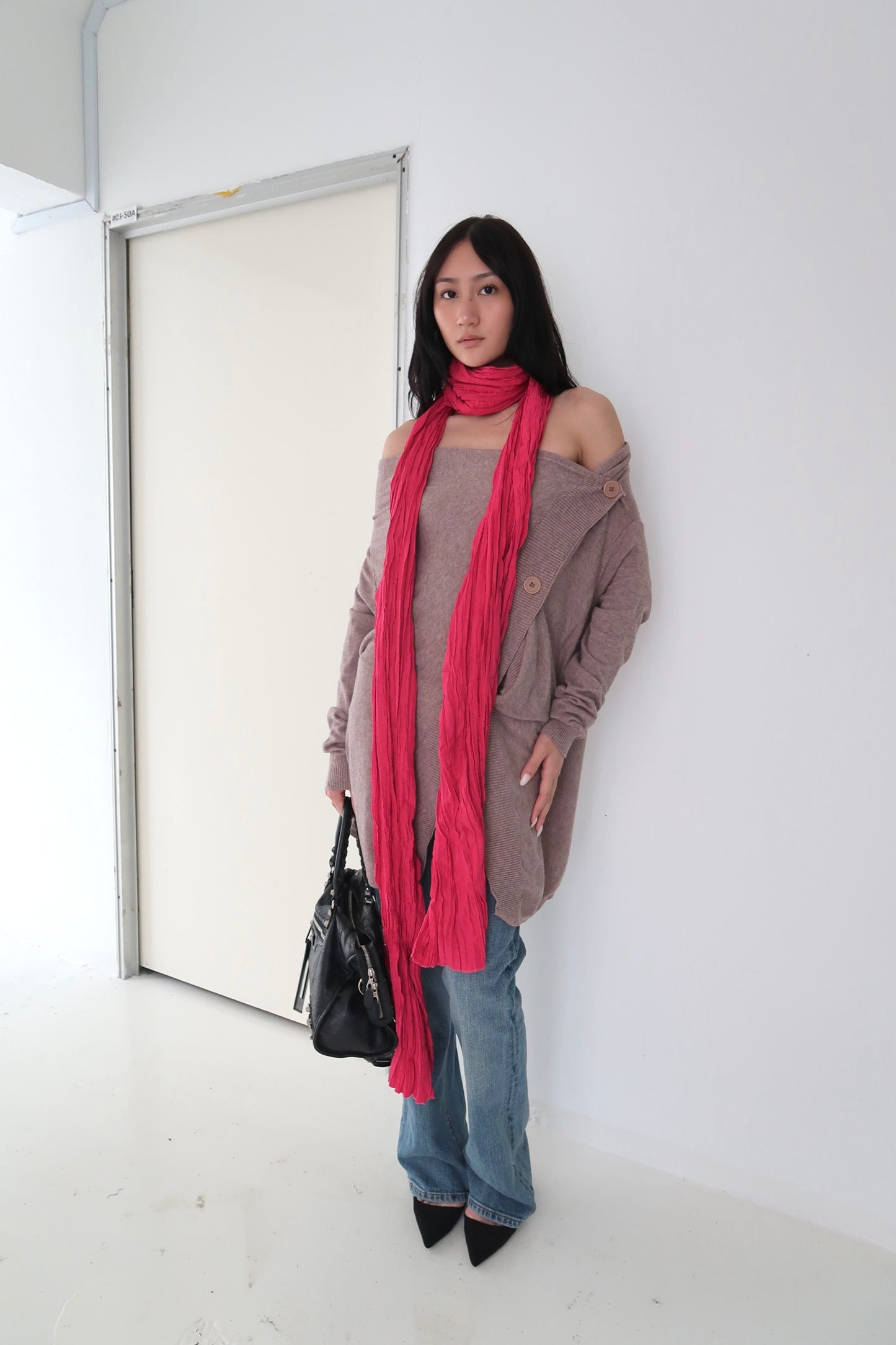Pink Pleats Scarf