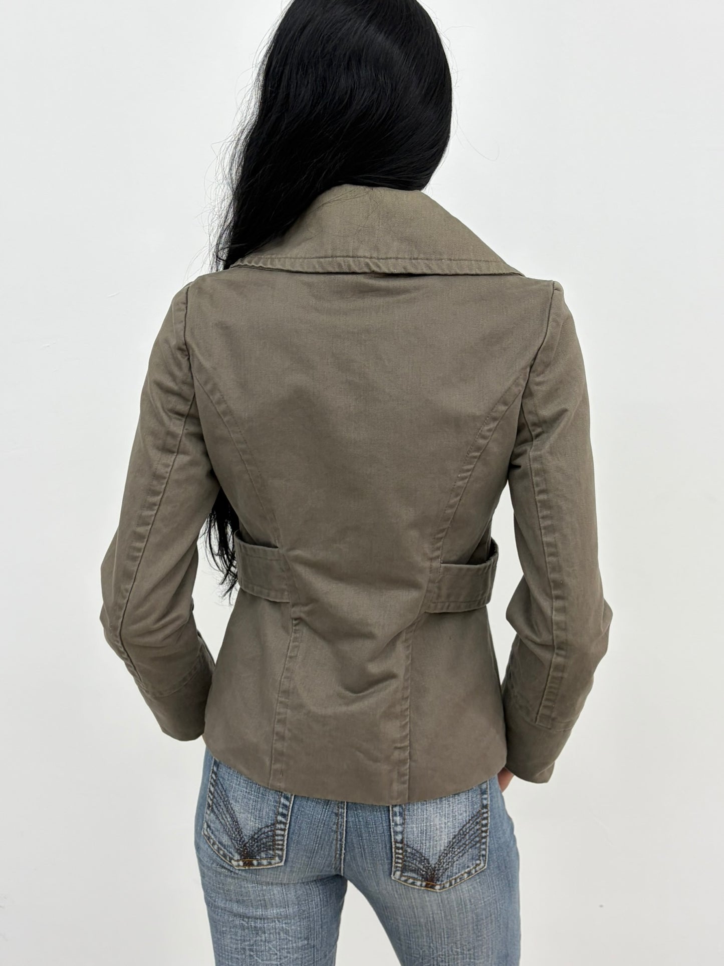 Khaki Purple Button Jacket