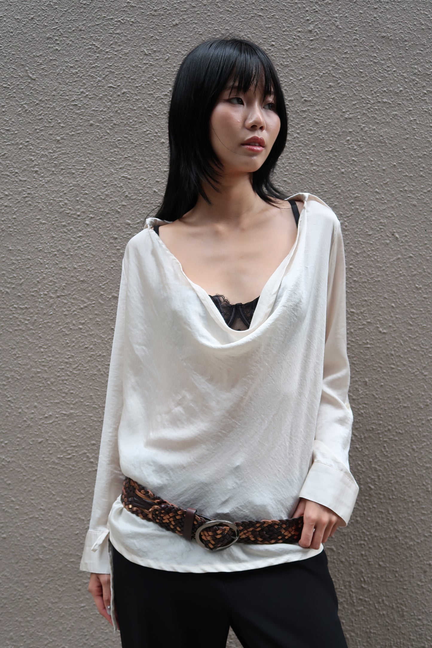 Brown braided belt