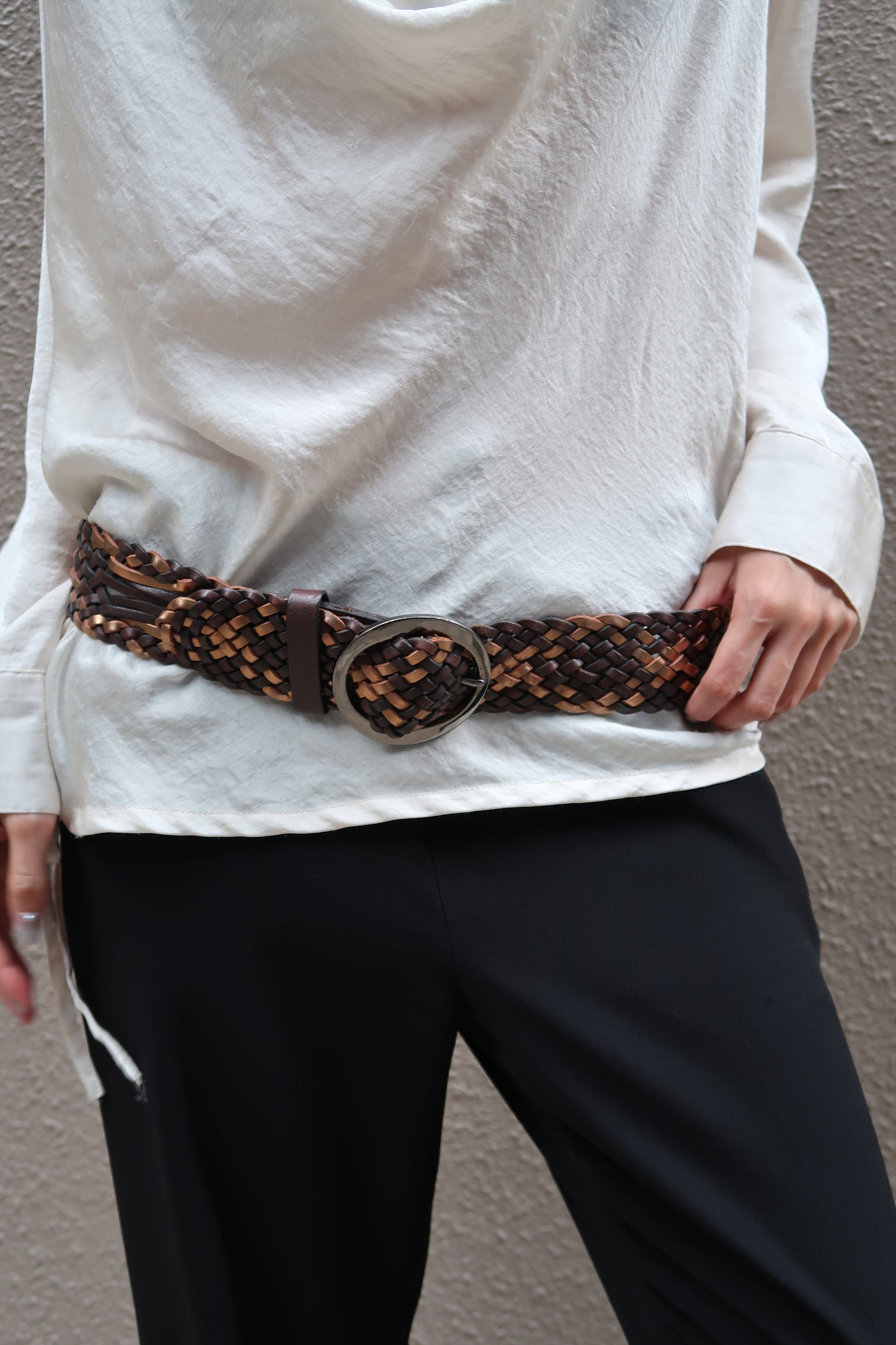 Brown braided belt