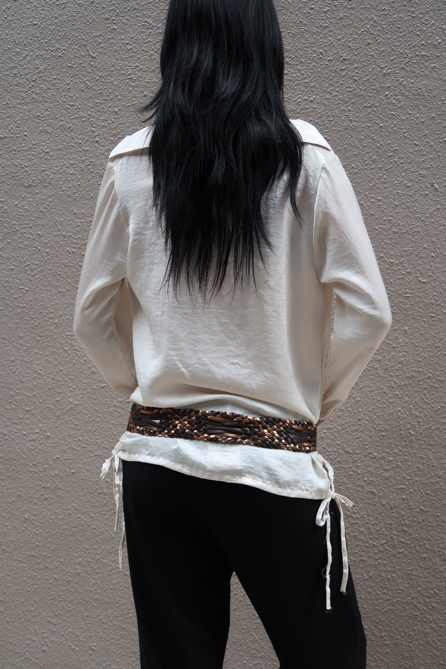 Brown braided belt