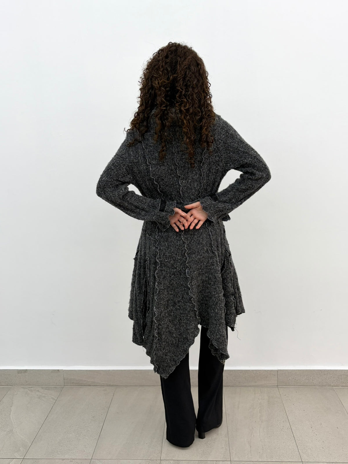 Furry Long Grey Cardigan