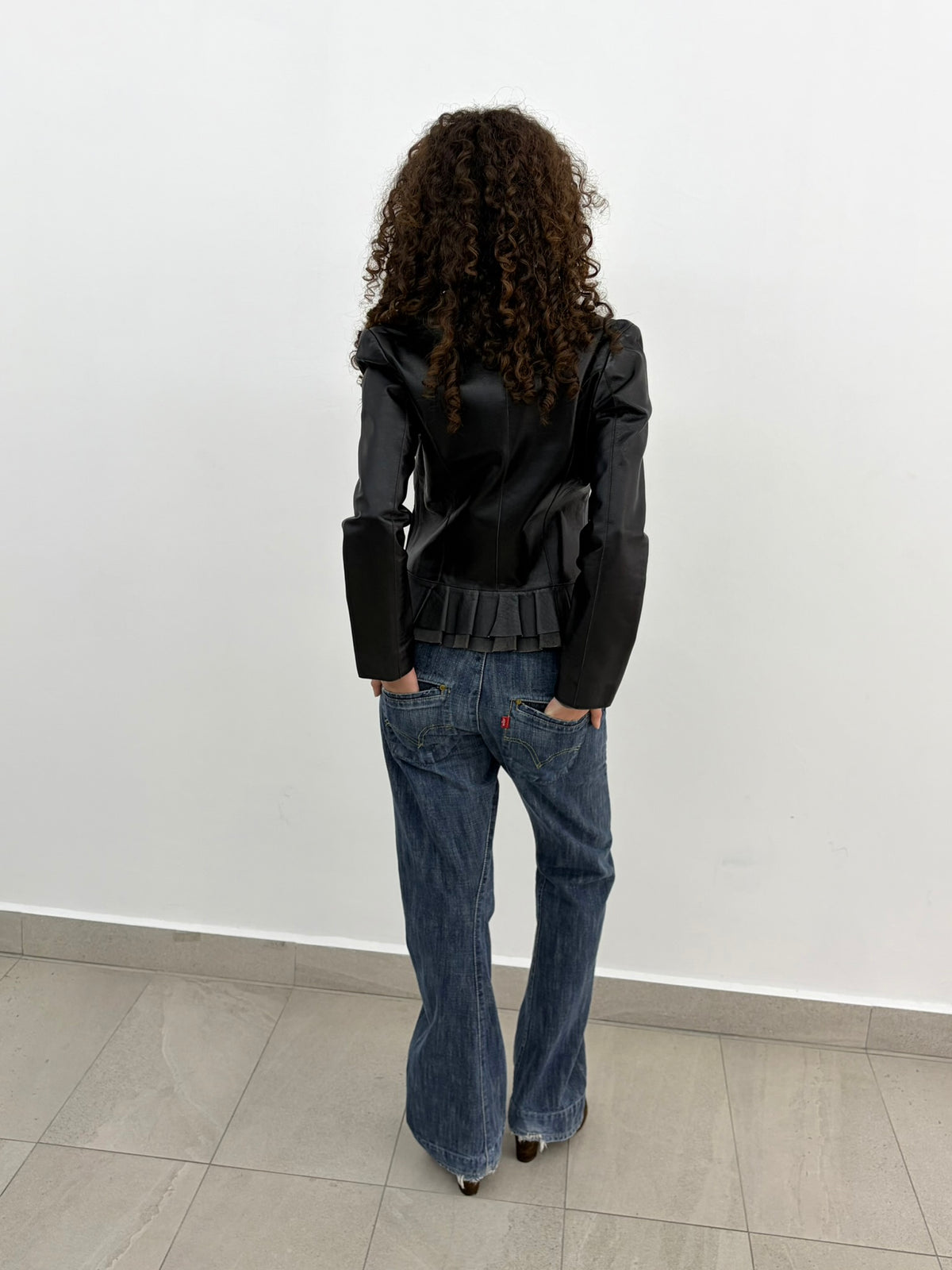 Leather Ruffle Jacket