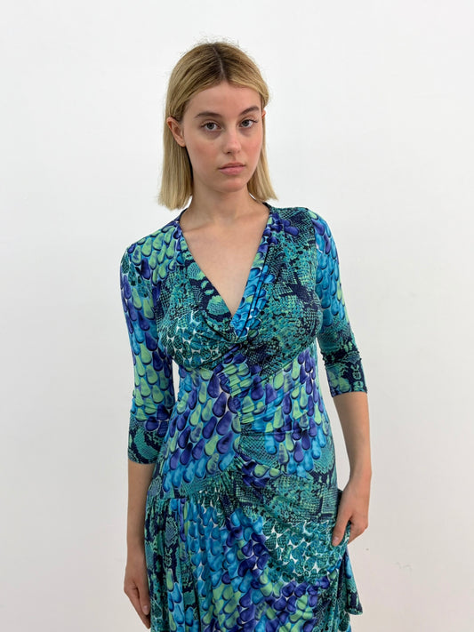 Animal Print Blue Dress