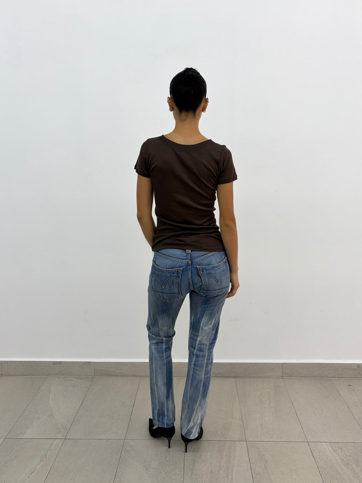 Brown Round Neck Top