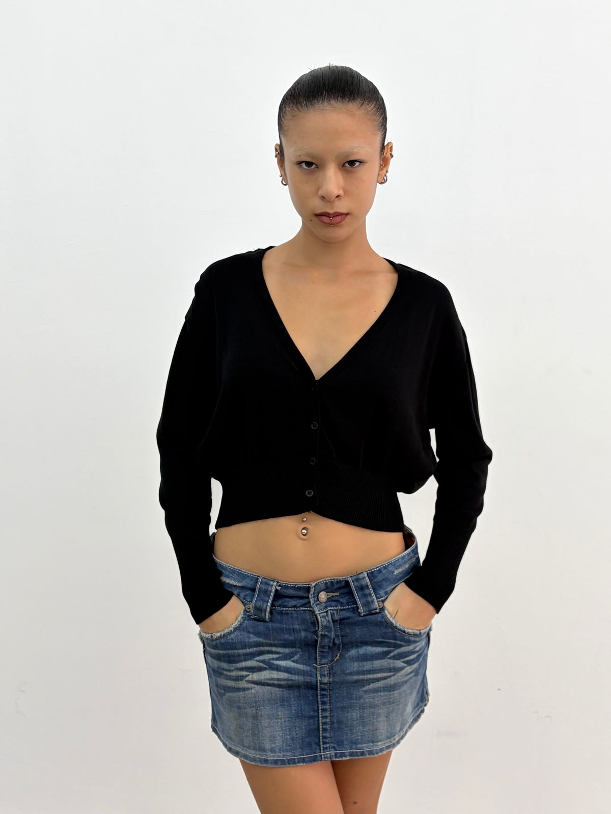 Black Cropped Cardigan