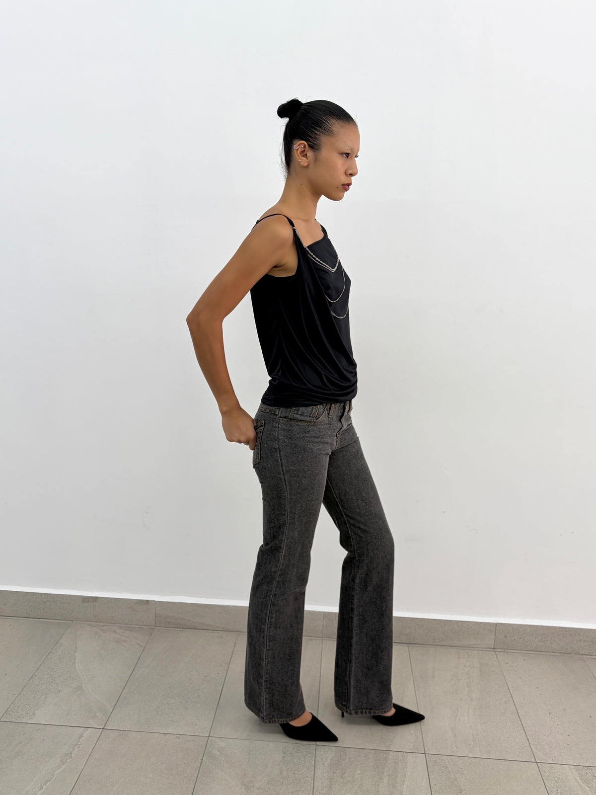 Grey Low Rise Pants