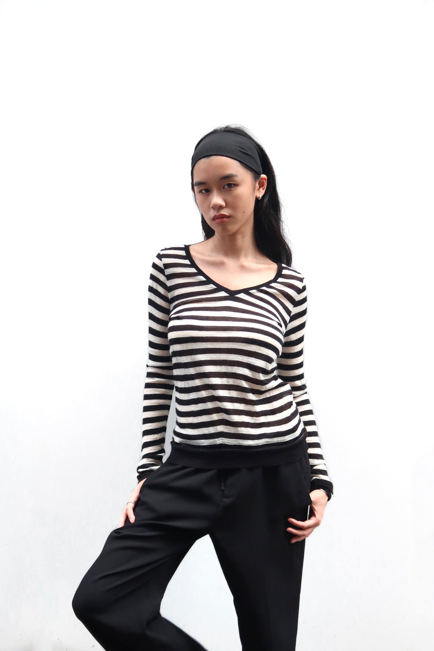 Strip knit top