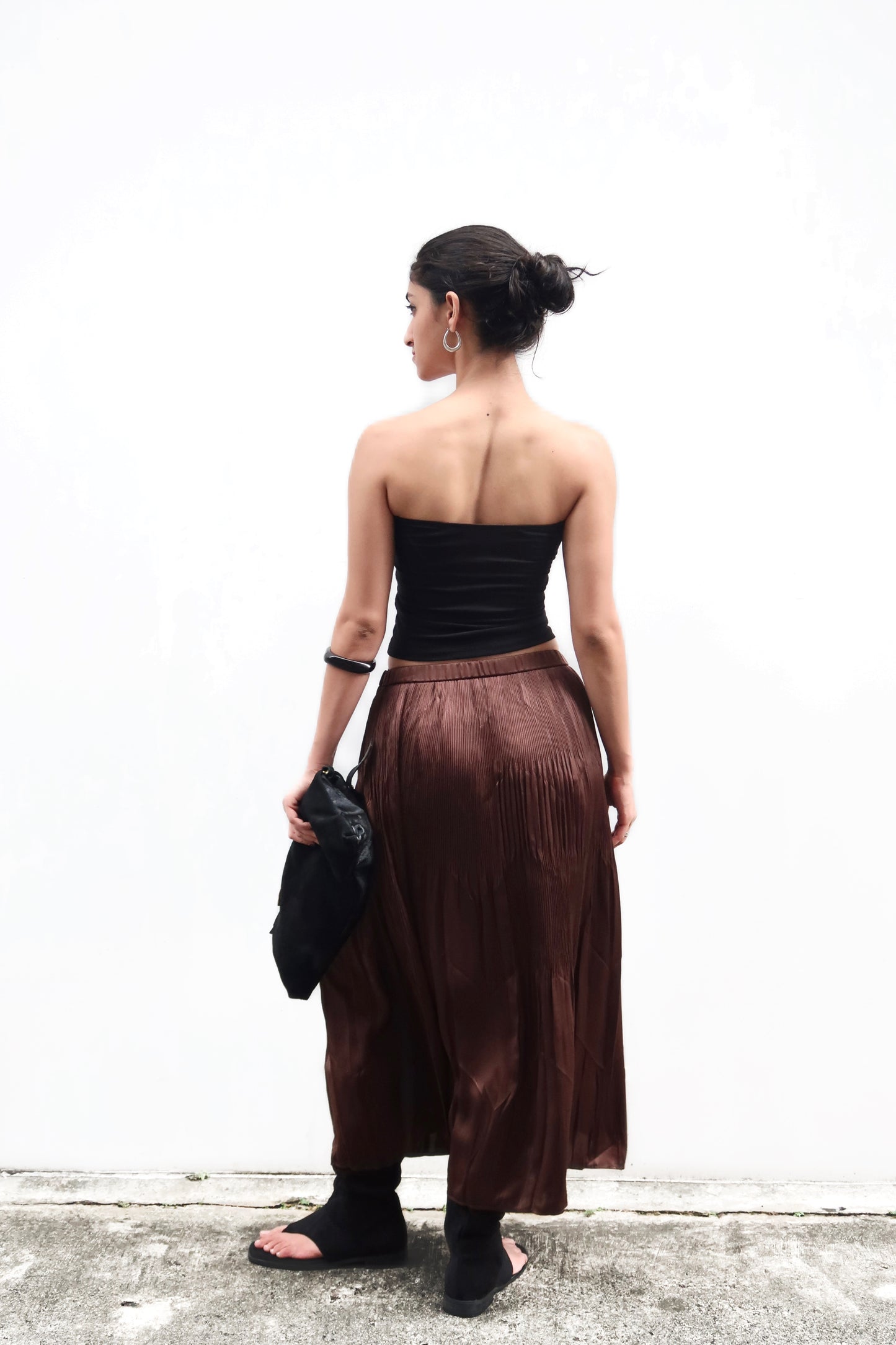Brown Pleats Skirt