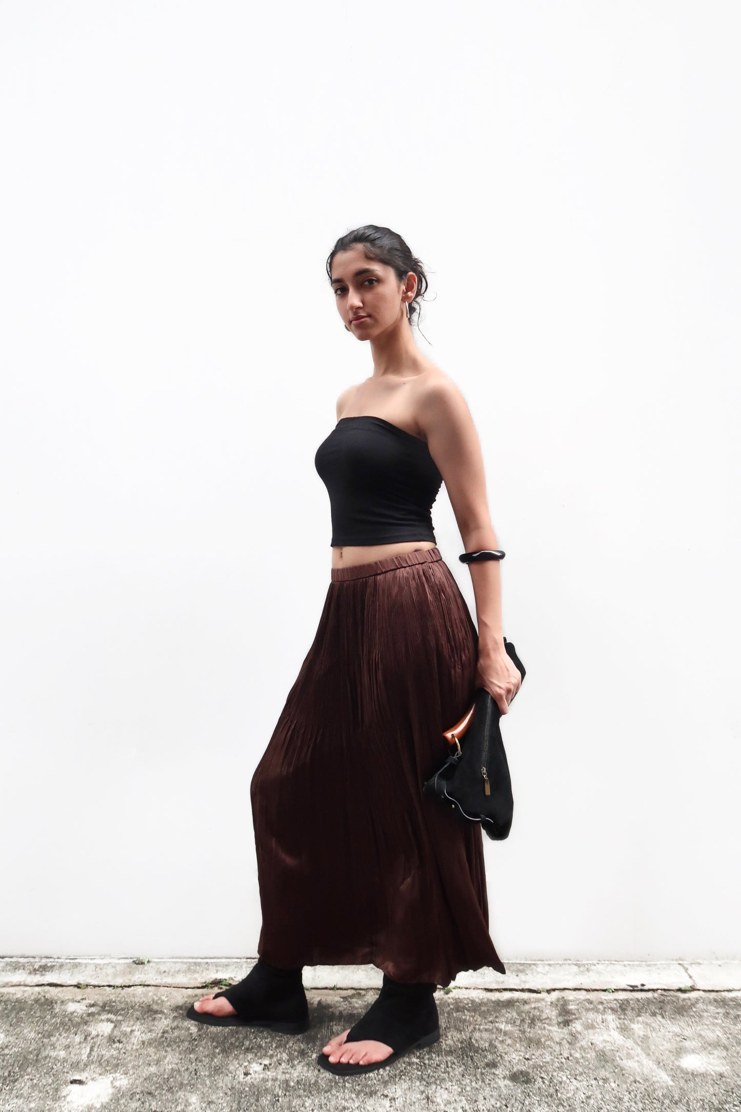 Brown Pleats Skirt
