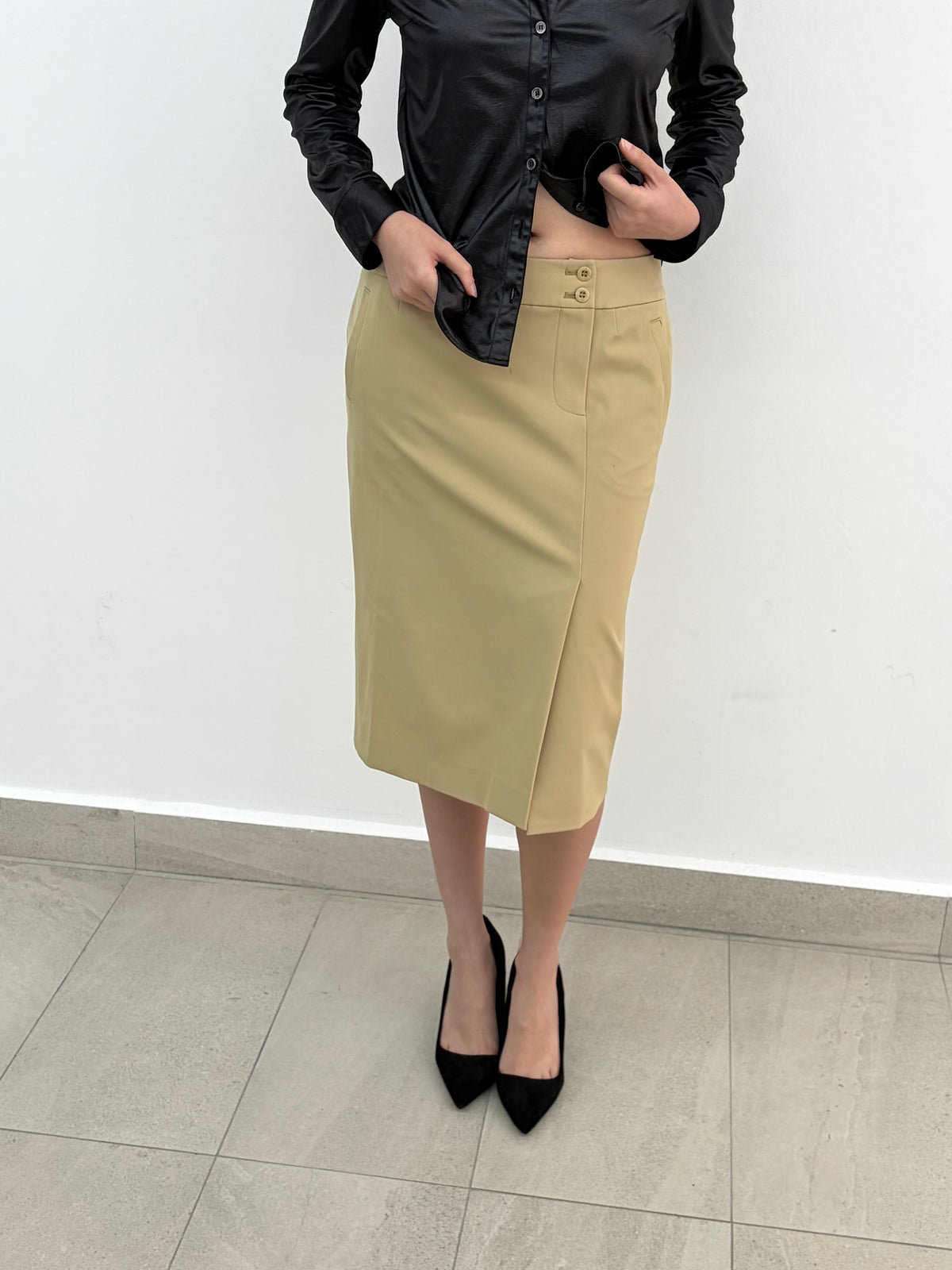 Tan Midi Skirt