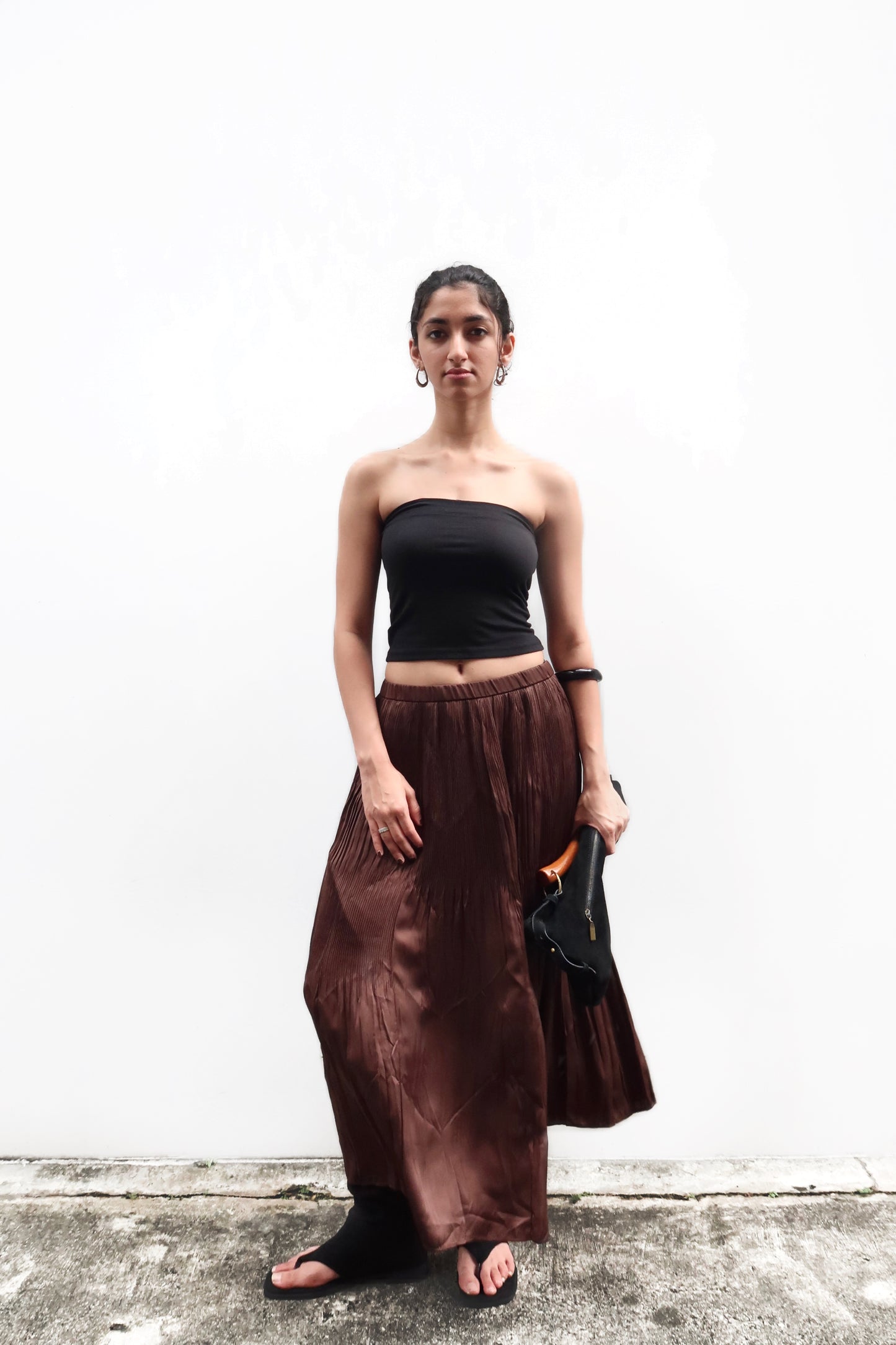 Brown Pleats Skirt