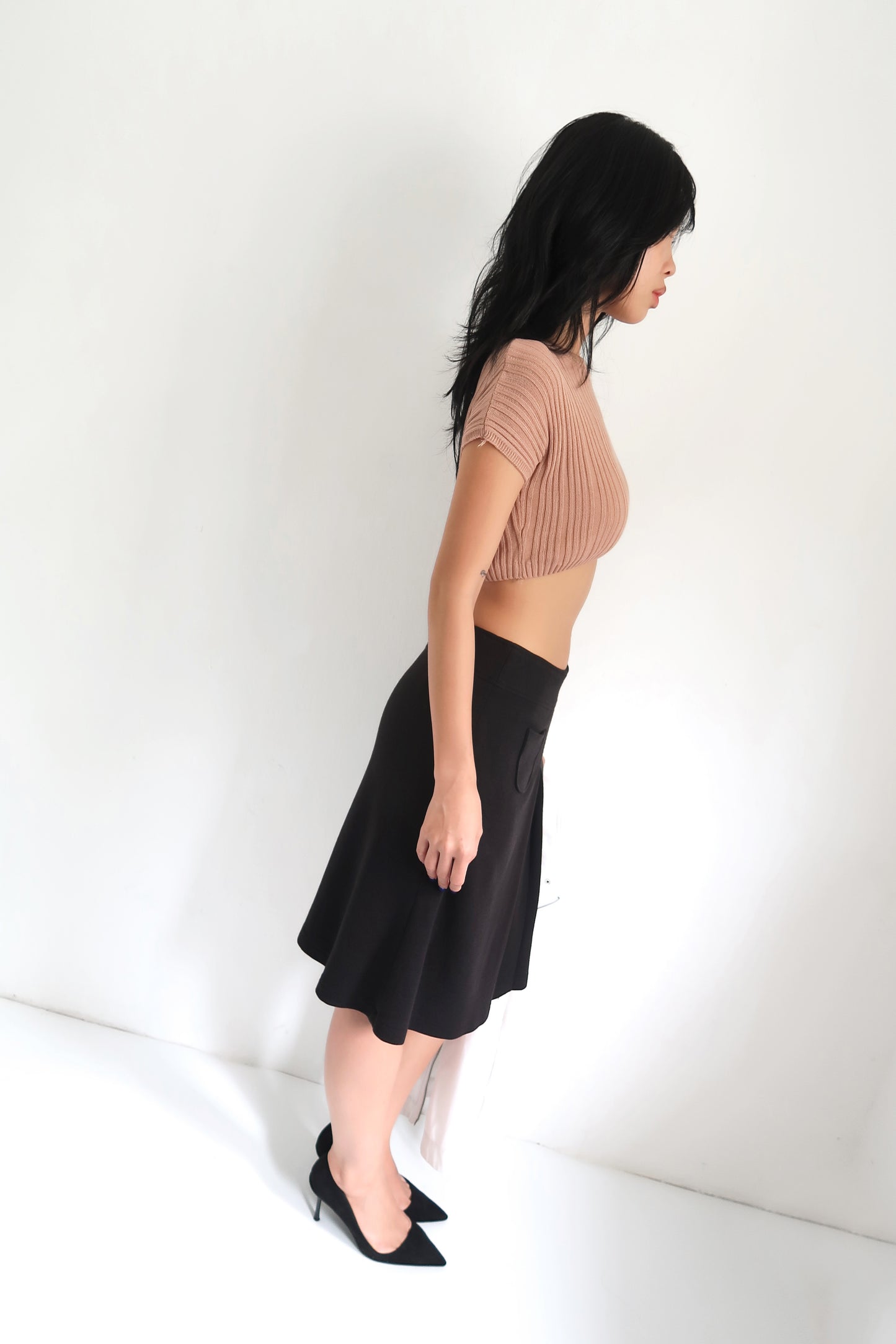 Black midi skirt