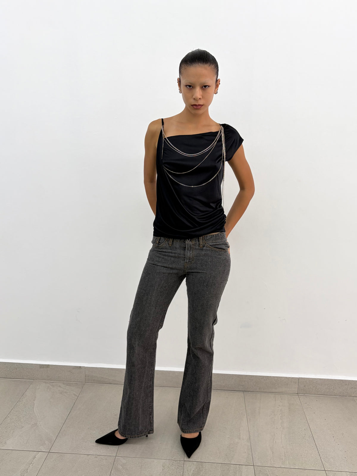Grey Low Rise Pants