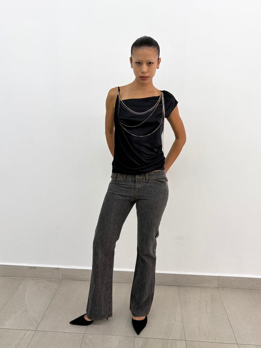 Grey Low Rise Pants
