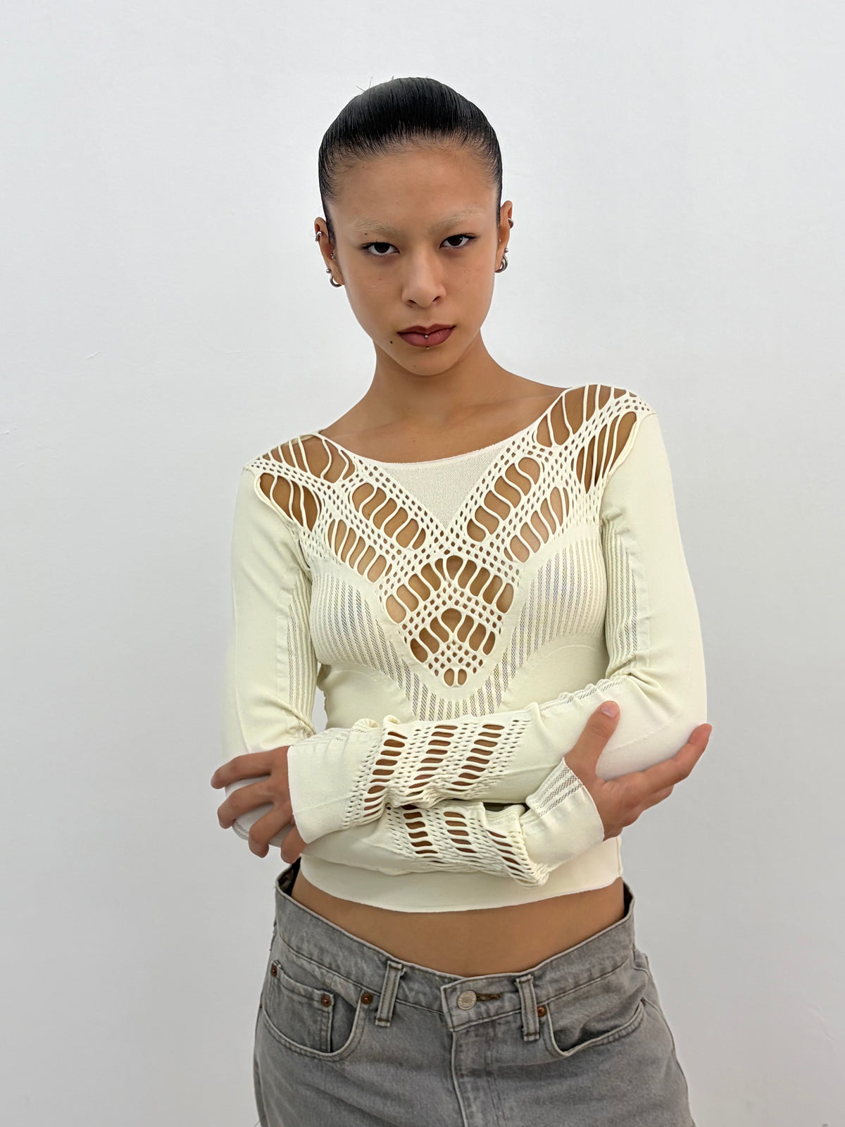 Cream Cutout Top