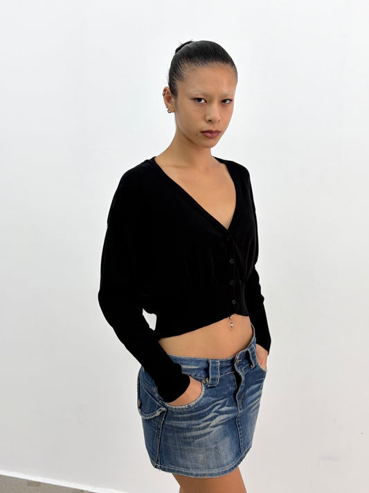 Black Cropped Cardigan