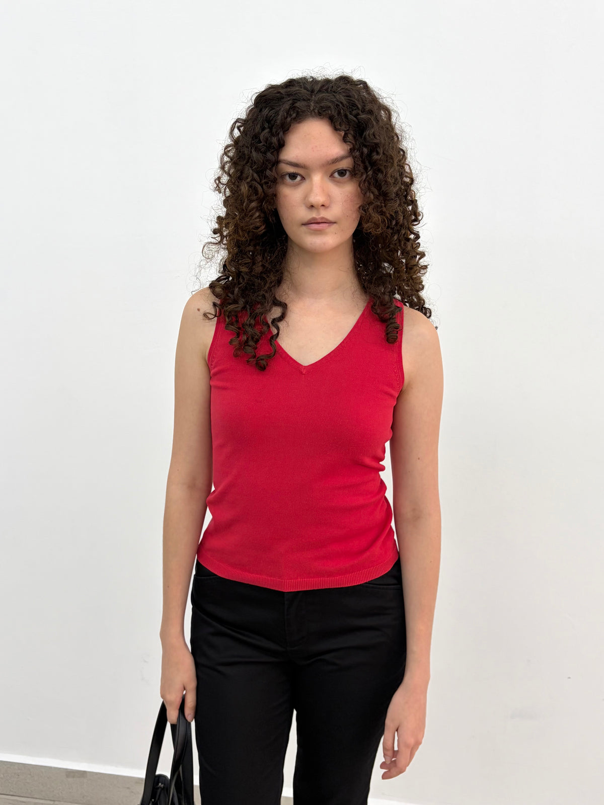 Red V Neck Top