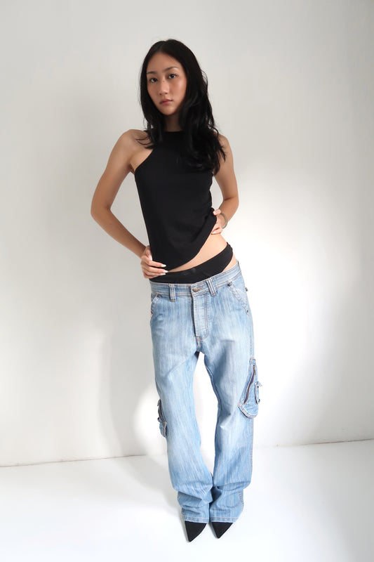 Denim Cargo Pants