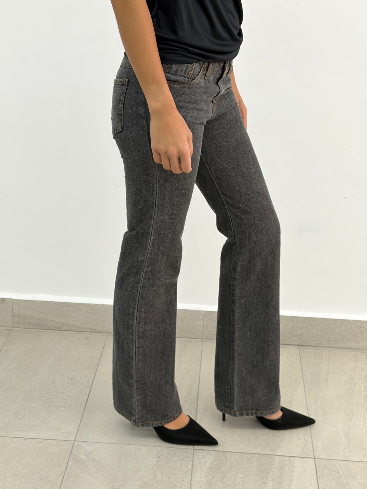 Grey Low Rise Pants