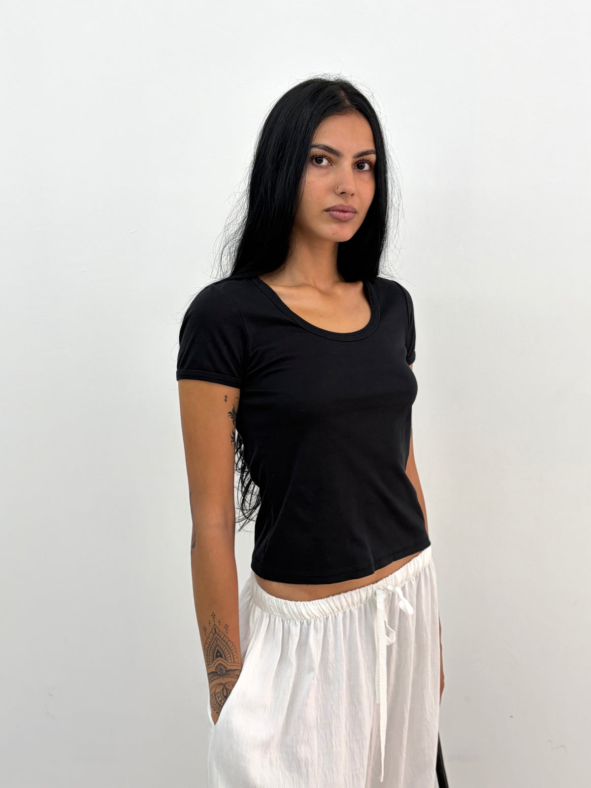 Black Round Neck Top