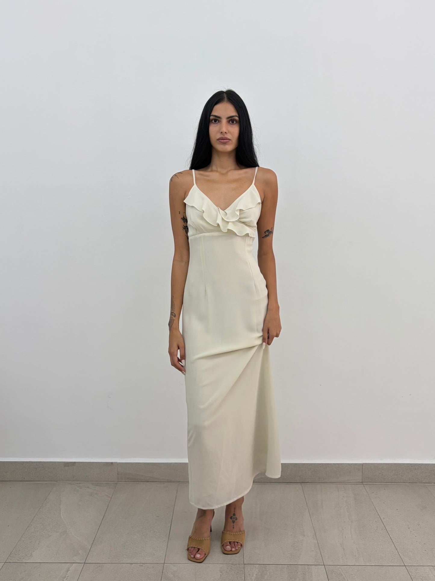Cream Ruffle Dress