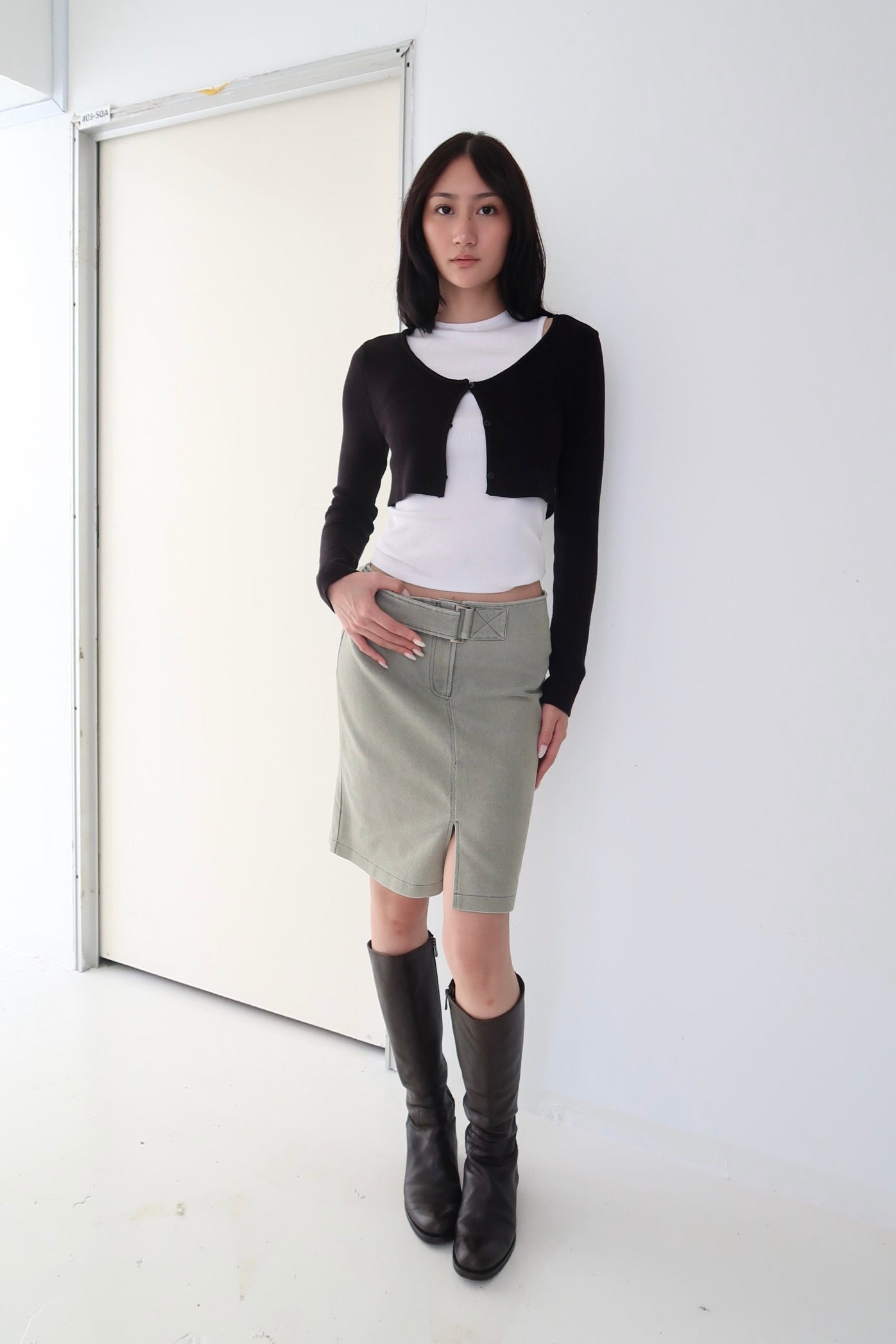 Green midi skirt