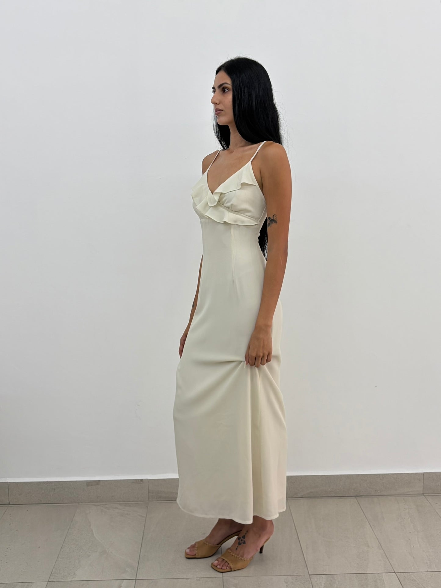 Cream Ruffle Dress