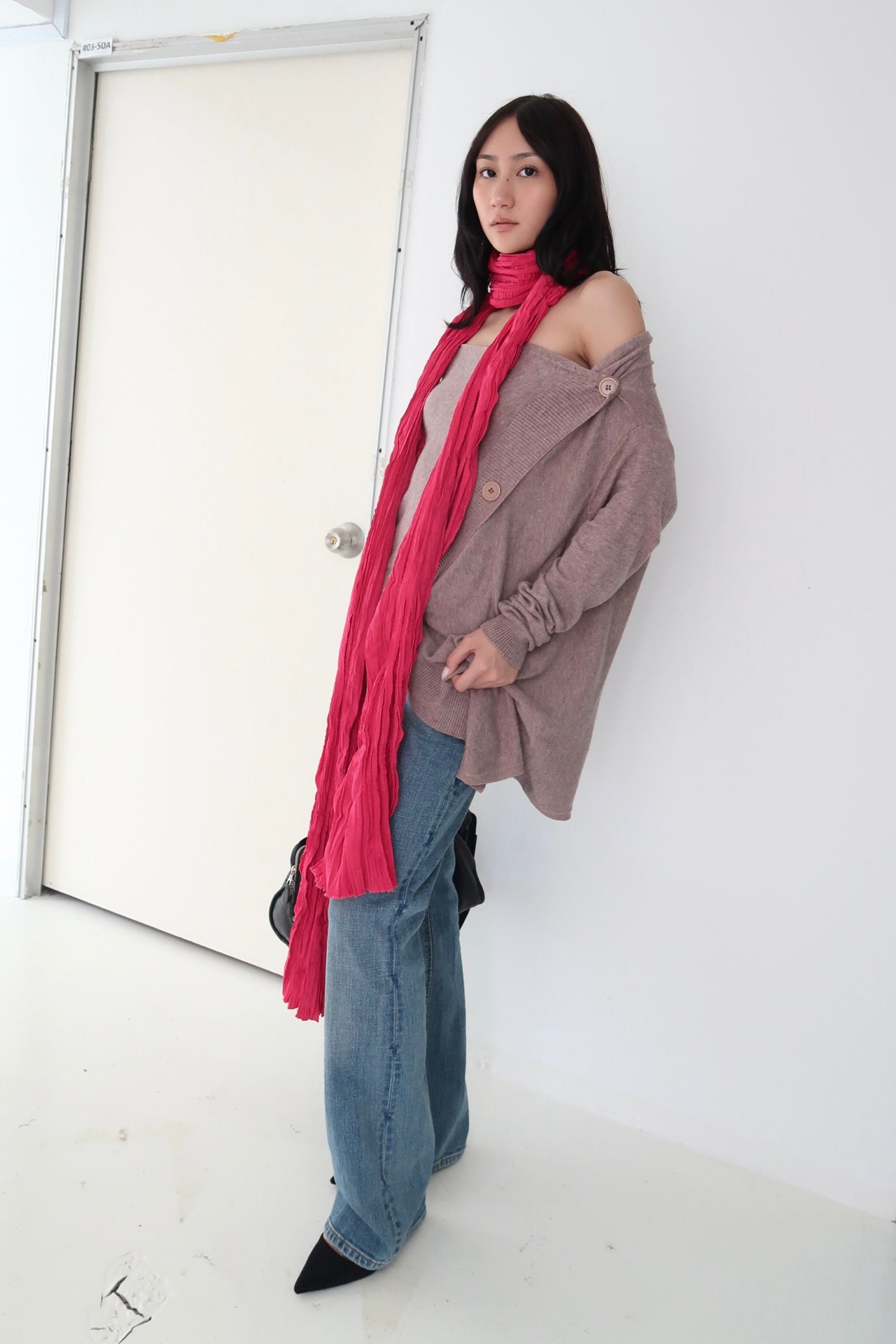 Pink Pleats Scarf