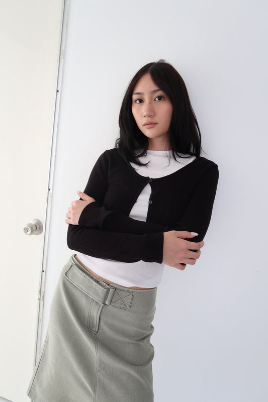 Black Crop Cardigan