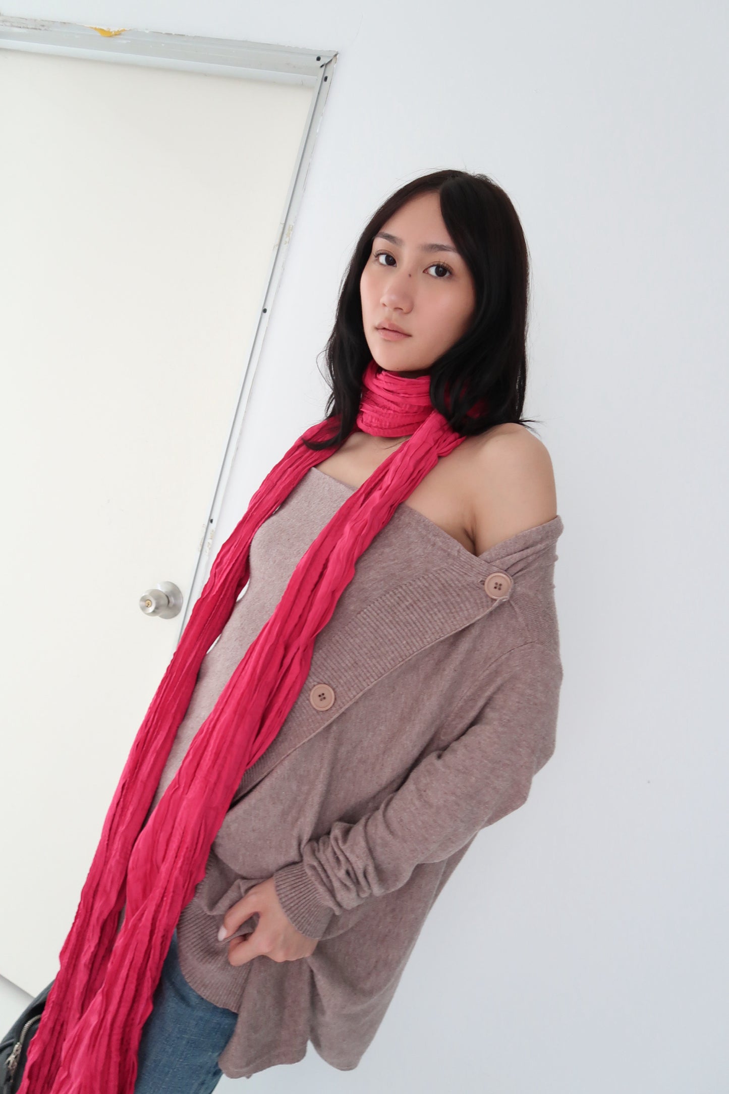 Pink Pleats Scarf