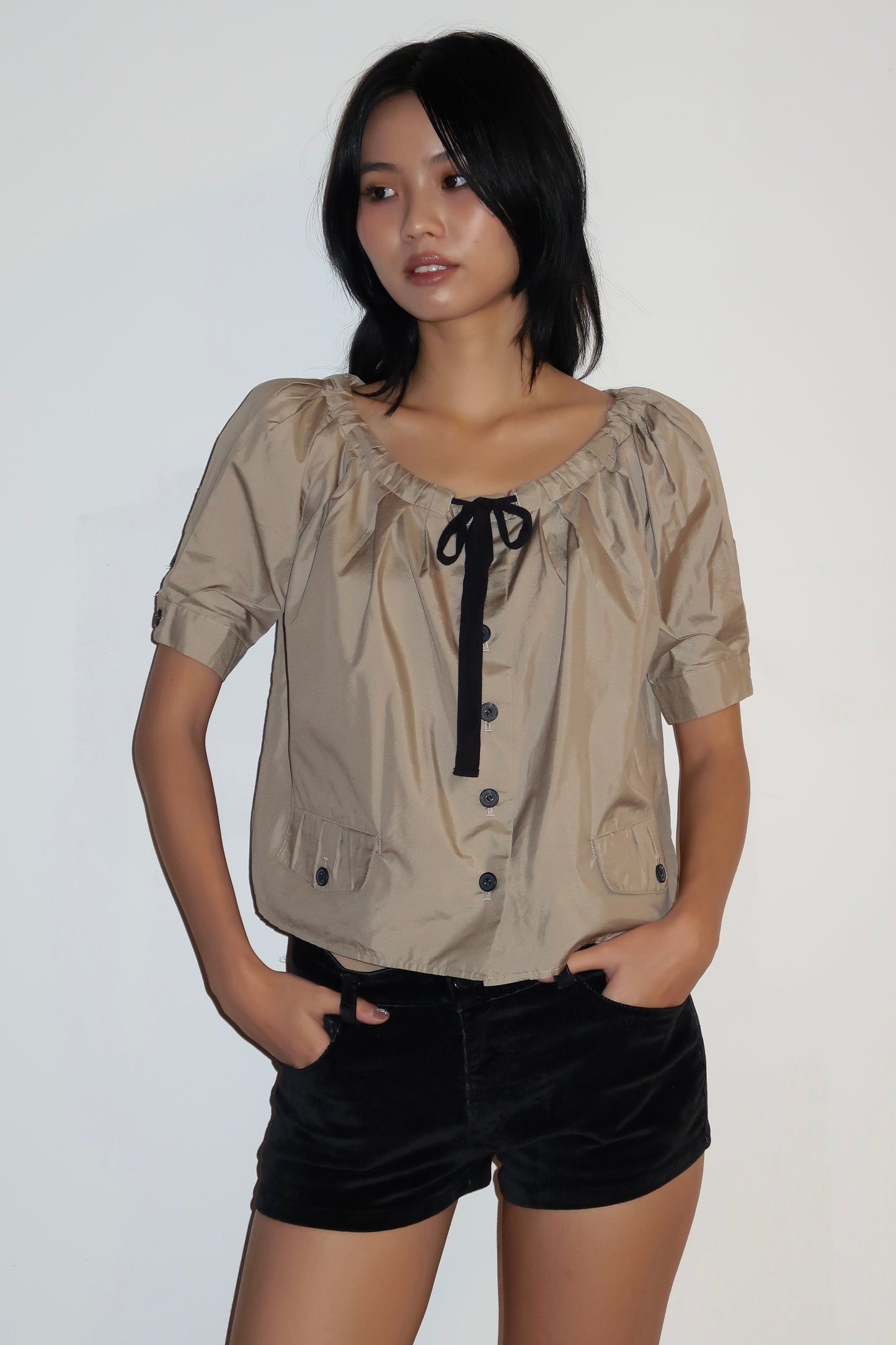 Khaki Ribbon Top