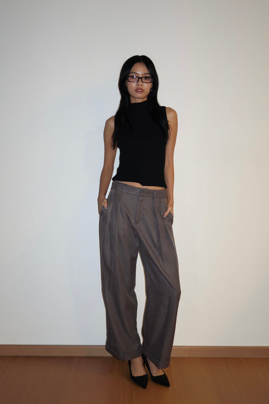 Grey Pleated Pants