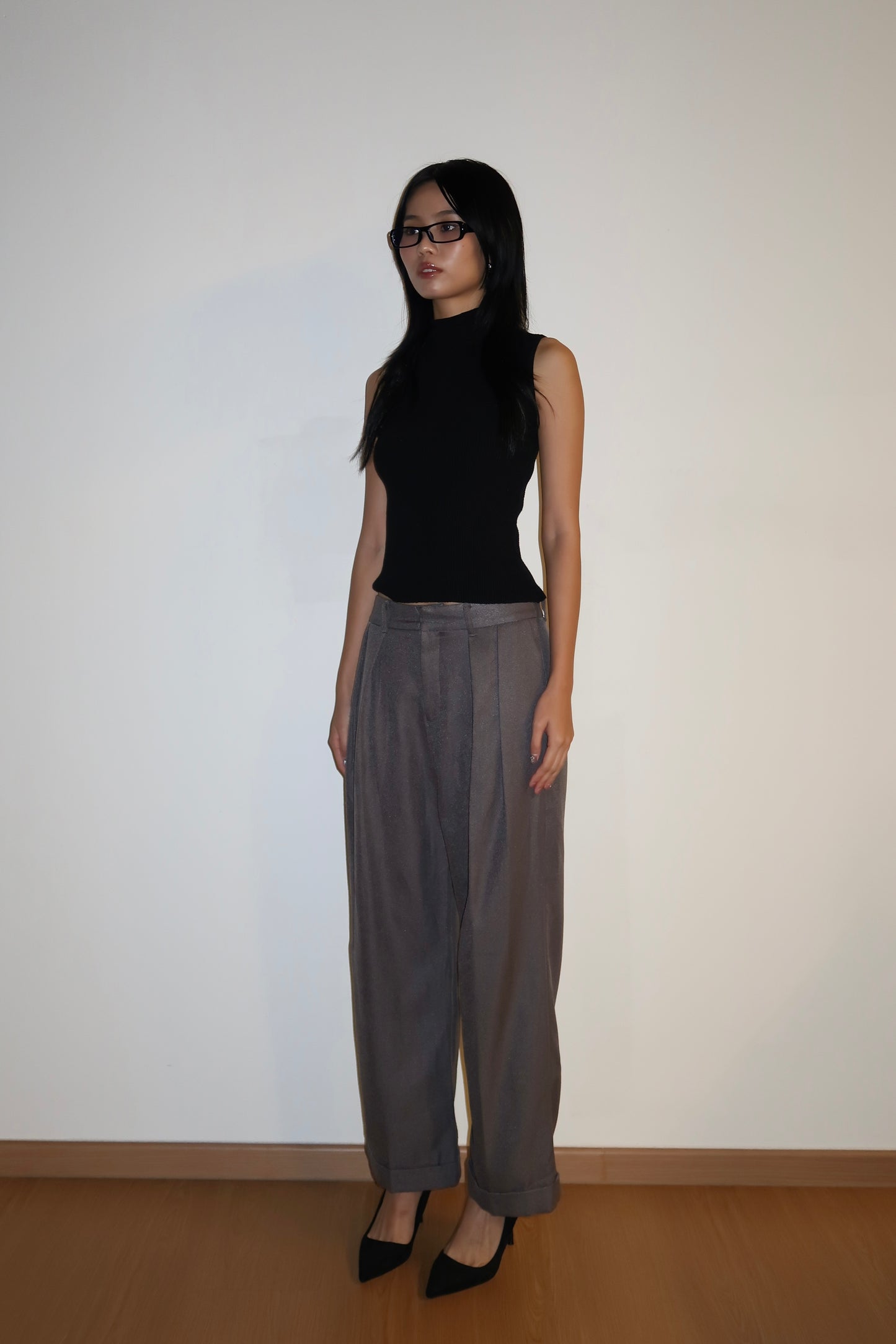 Grey Pleated Pants