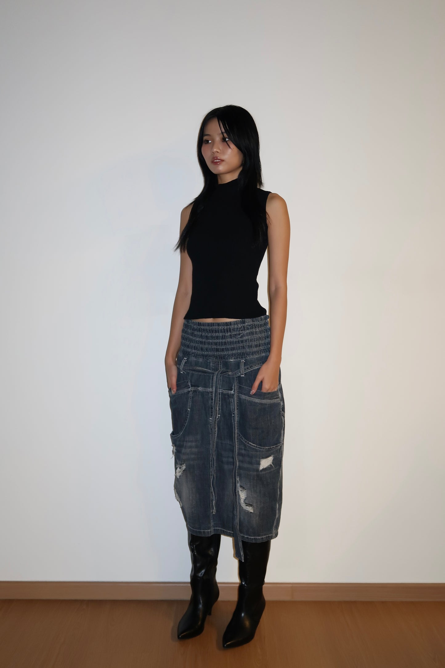 Denim Midi Skirt