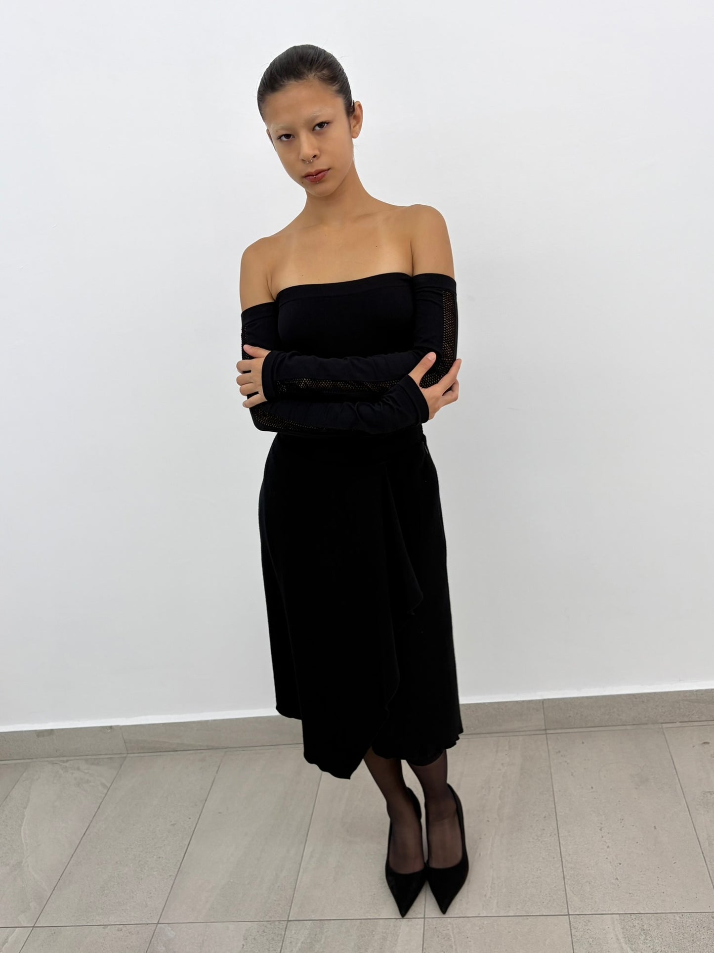 Cut-out off shoulder top