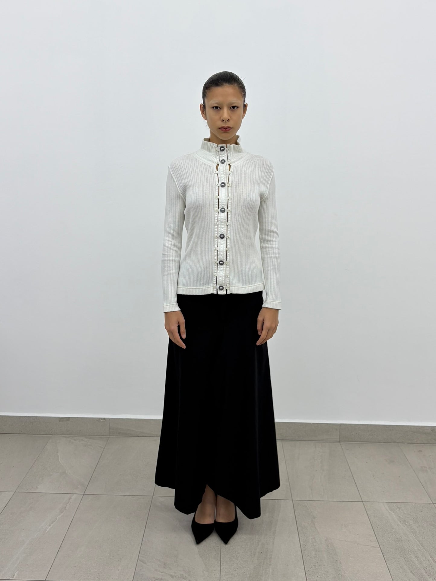 Cream Button Top