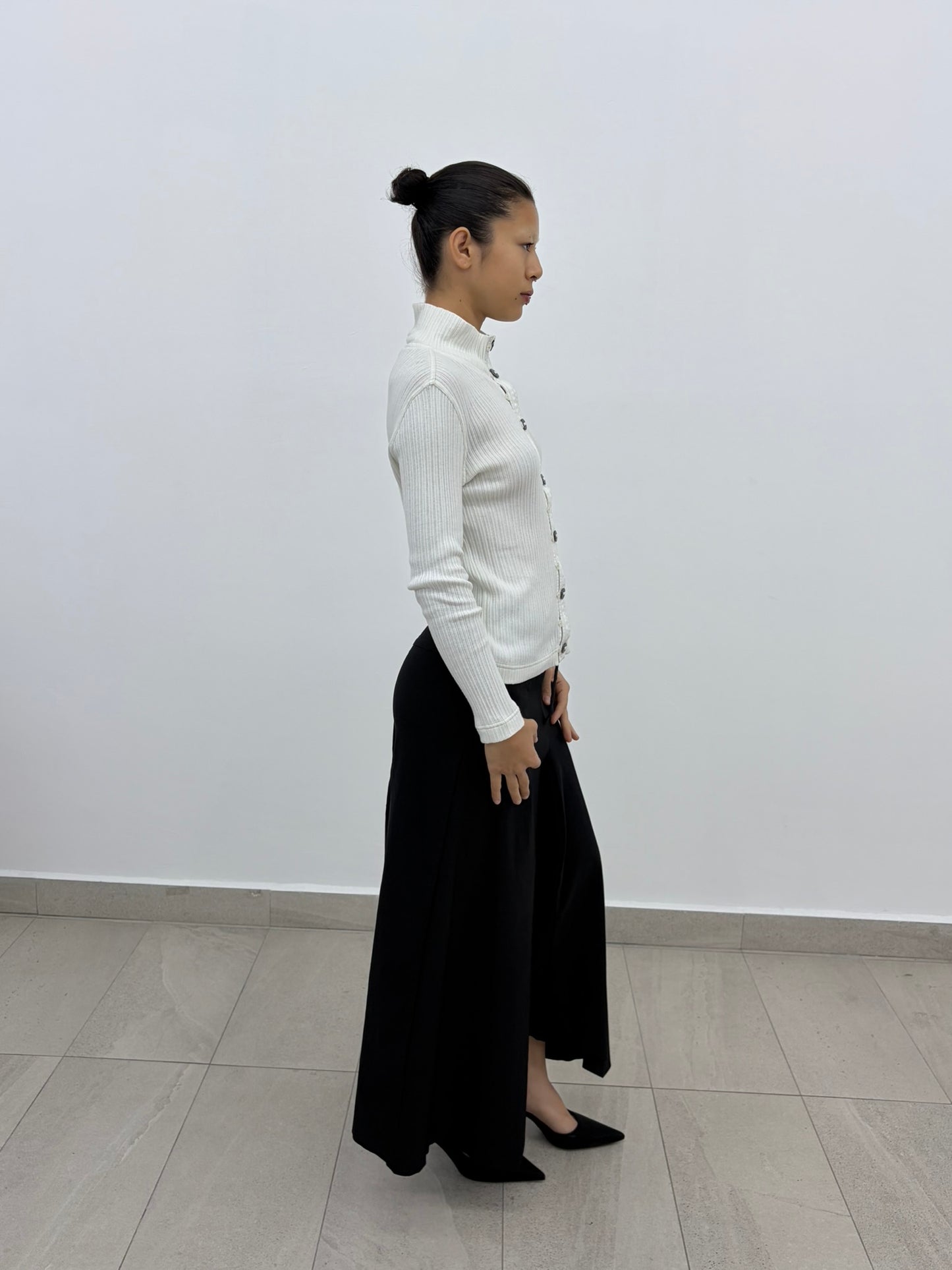 Cream Button Top