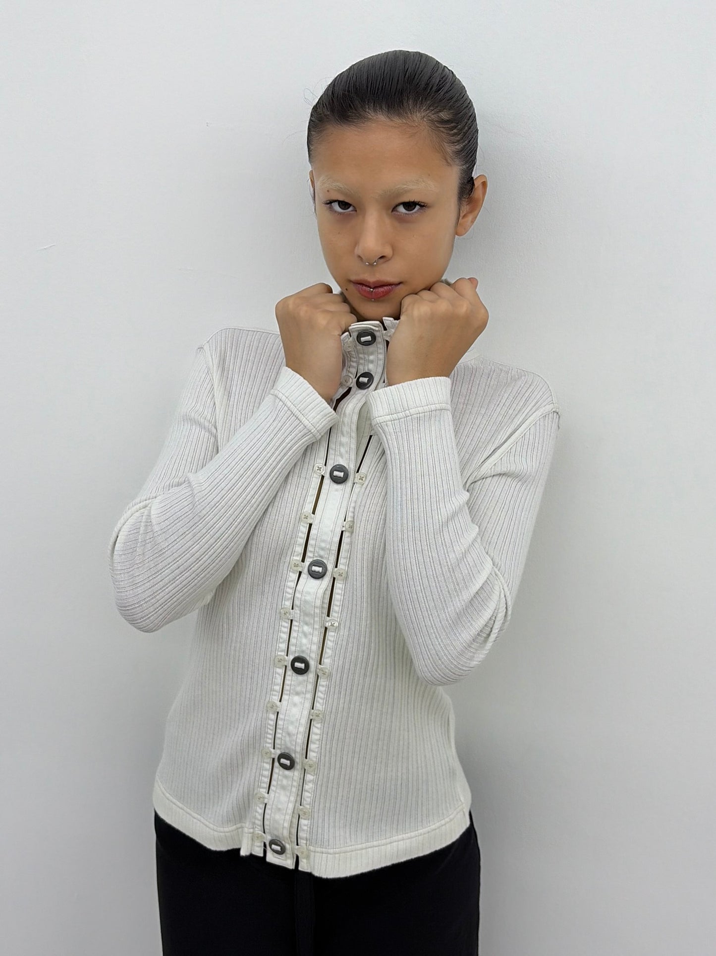 Cream Button Top