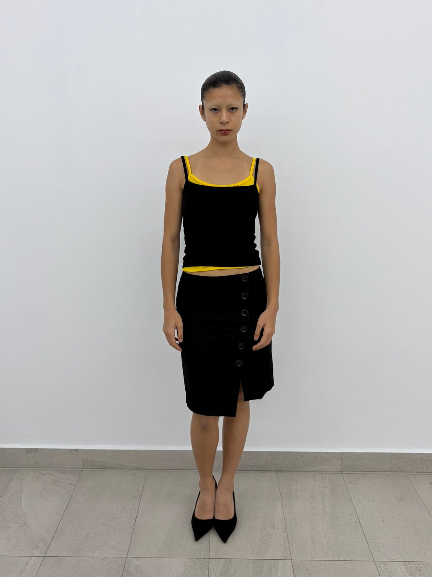 Asymmetrical Button Skirt