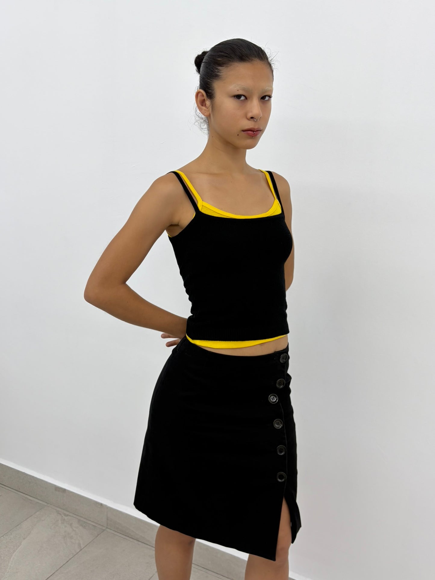 Asymmetrical Button Skirt
