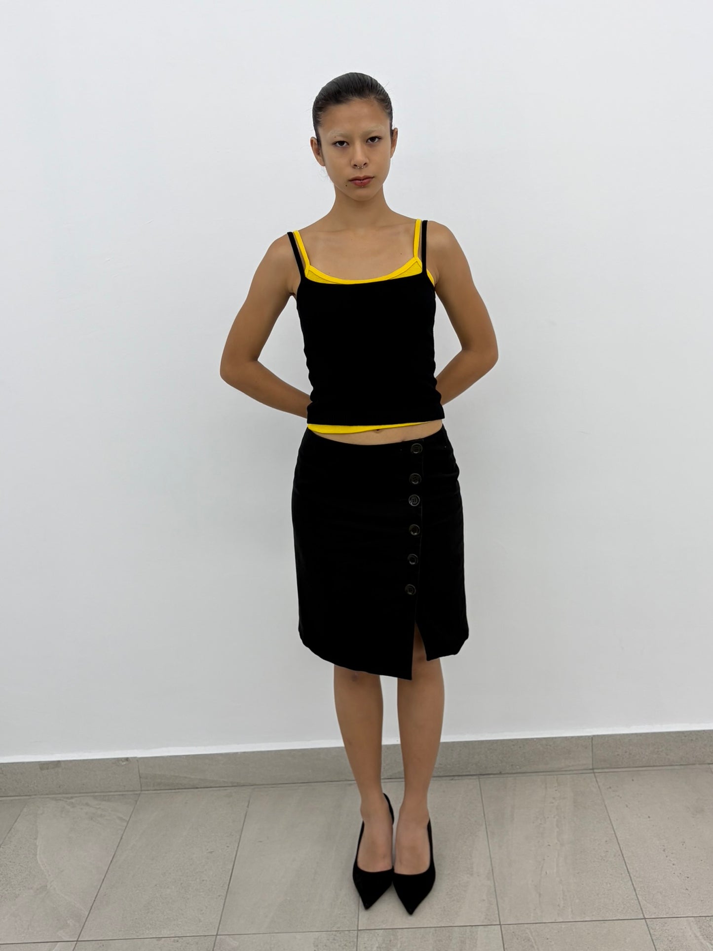 Asymmetrical Button Skirt