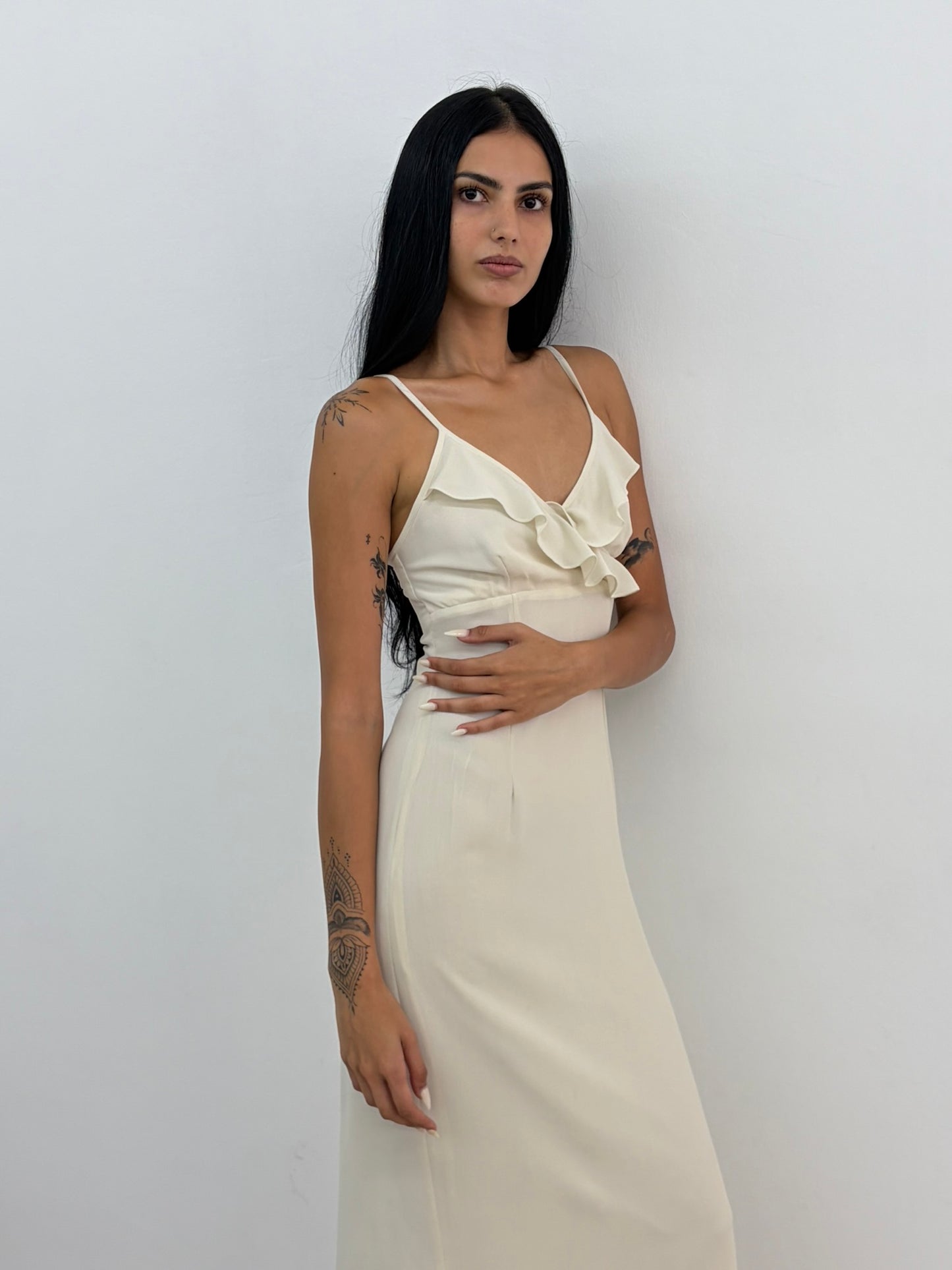 Cream Ruffle Dress