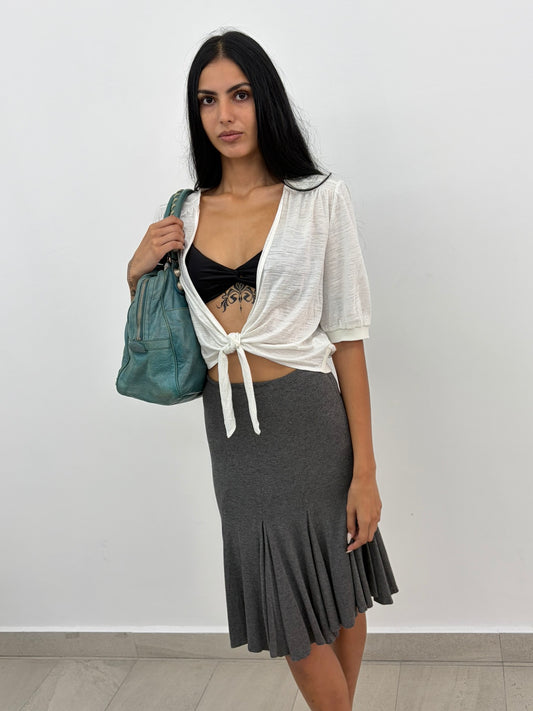 White Front Tie Top