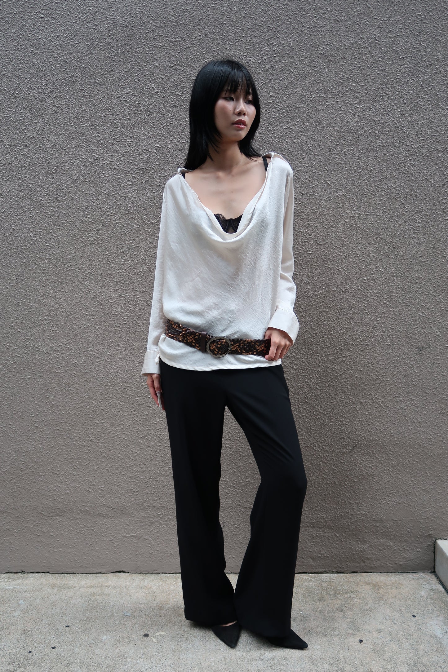 Brown braided belt