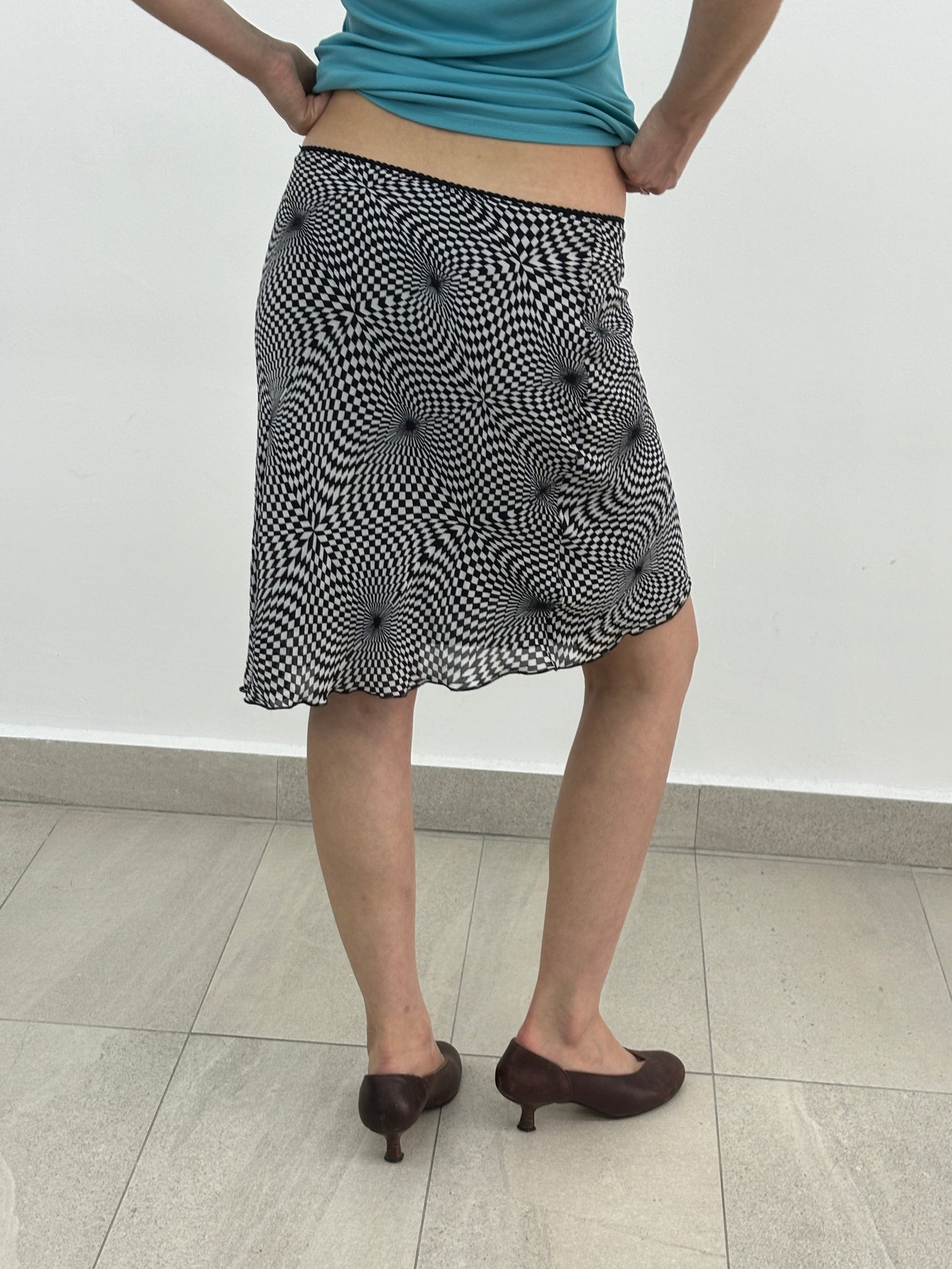 Checked Print Midi Skirt