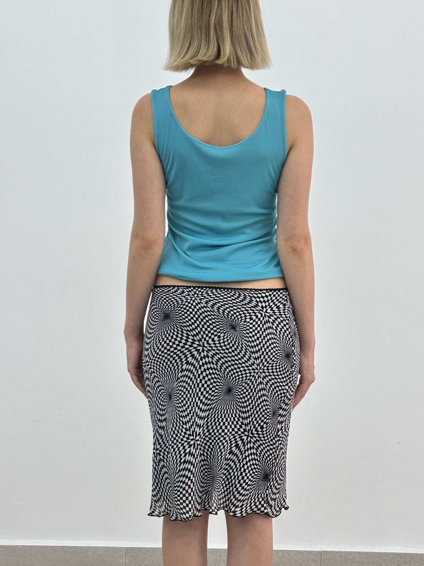 Checked Print Midi Skirt
