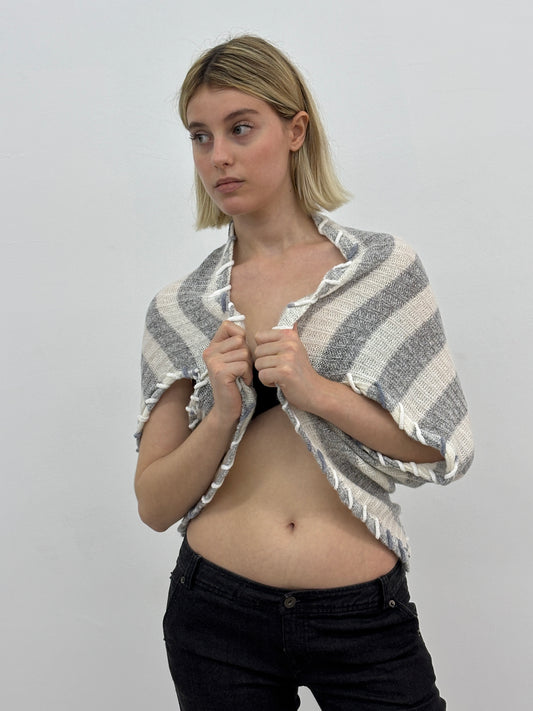 Grey Stripe Knit Shrug