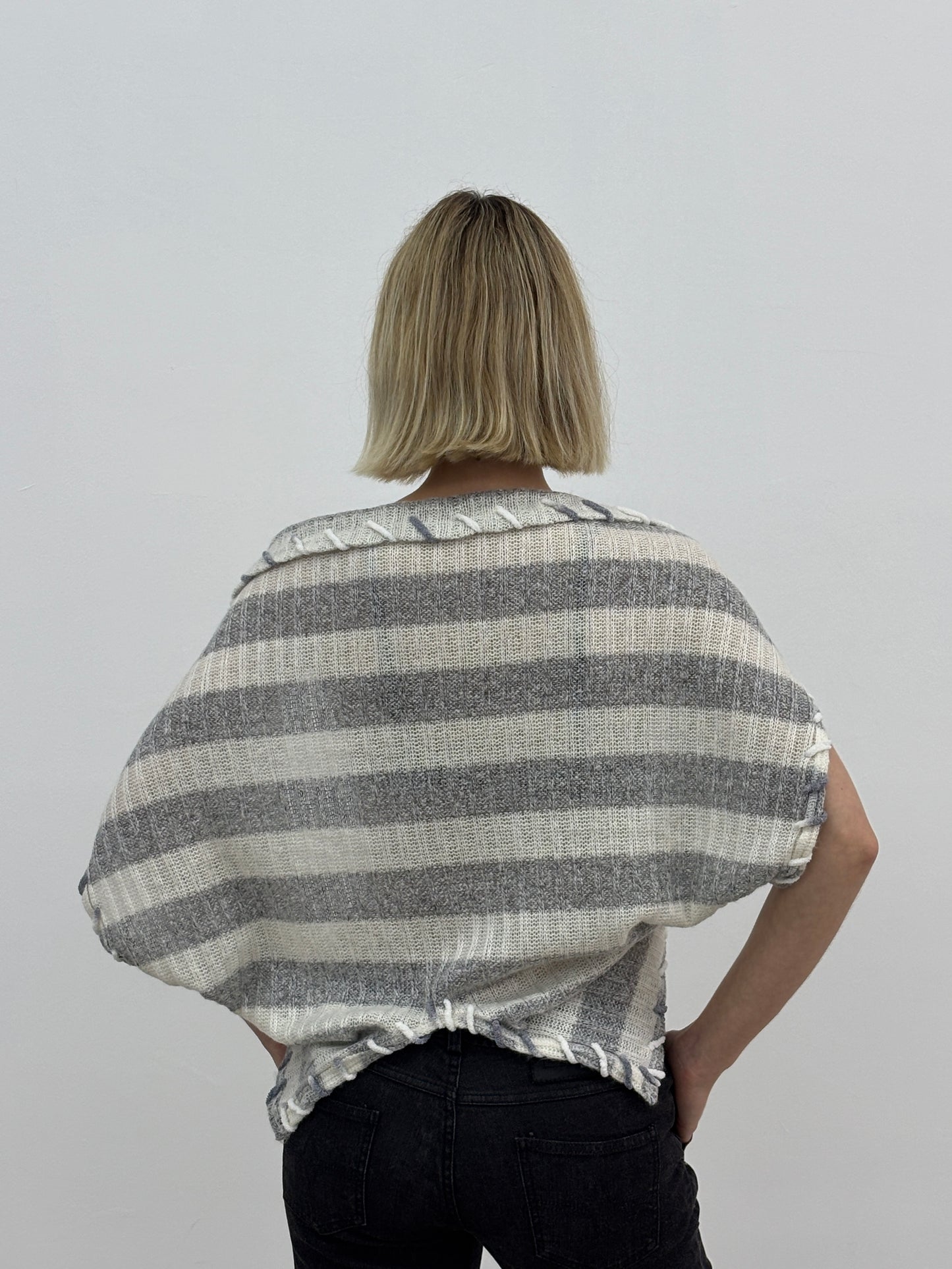 Grey Stripe Knit Shrug